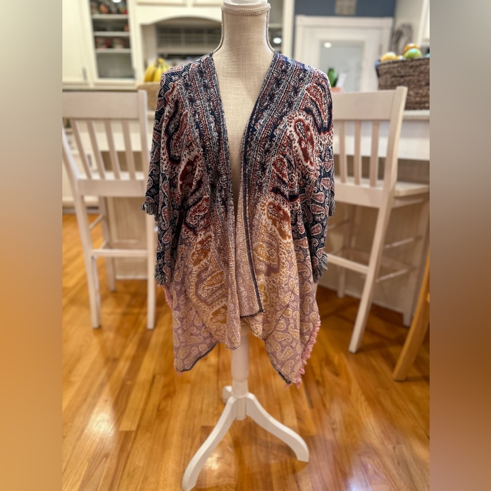 Hyku colorful paisley open front asymmetrical Shaw